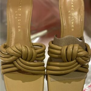 Marc Fisher Knotted Tan Mules